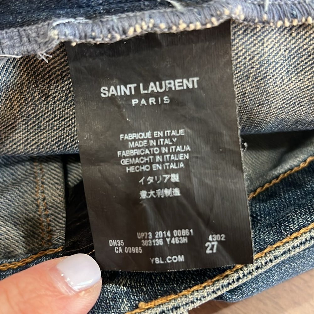 Saint Laurent Paris D05 Skinny Jeans Blue Denim Ankle Zip Italy Women 27 Stretch - Picture 13 of 14